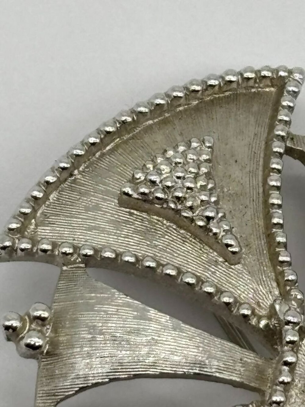 Vintage Monet Maltese Cross Etruscan Revival Brooch Silver-Tone Beaded Detailing - Picture 6 of 15
